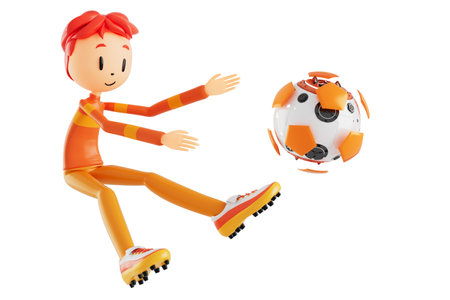 3d boy cartoon character in action with clipping path. 3d illustrator. sport activity. exercise fitness. workout training lifestyle. man player. technology VR. gym outdoor. cyberspace object concept.の写真素材