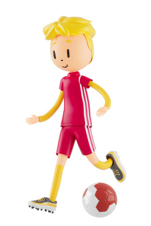 3d boy cartoon character in action with clipping path. 3d illustrator. sport activity. exercise fitness. workout training lifestyle. man player. technology VR. gym outdoor. cyberspace object concept.の写真素材