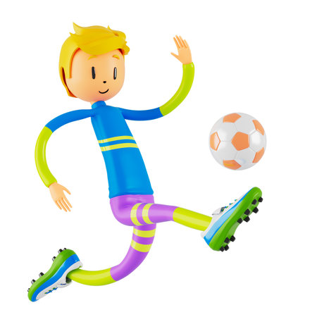 3d boy cartoon character in action with clipping path. 3d illustrator. sport activity. exercise fitness. workout training lifestyle. man player. technology VR. gym outdoor. cyberspace object concept.の写真素材