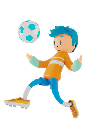 3d boy cartoon character in action with clipping path. 3d illustrator. sport activity. exercise fitness. workout training lifestyle. man player. technology VR. gym outdoor. cyberspace object concept.の写真素材