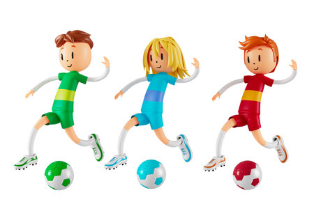 3d boy cartoon character in action with clipping path. 3d illustrator. sport activity. exercise fitness. workout training lifestyle. man player. technology VR. gym outdoor. cyberspace object concept.の写真素材