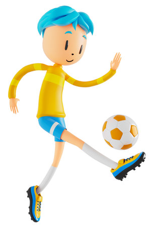 3d boy cartoon character in action with clipping path. 3d illustrator. sport activity. exercise fitness. workout training lifestyle. man player. technology VR. gym outdoor. cyberspace object concept.の写真素材
