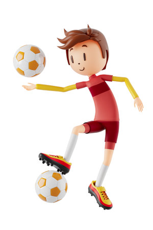 3d boy cartoon character in action with clipping path. 3d illustrator. sport activity. exercise fitness. workout training lifestyle. man player. technology VR. gym outdoor. cyberspace object concept.の写真素材