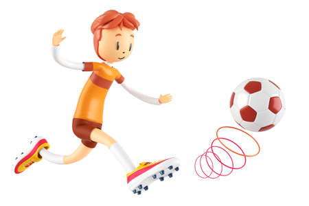 3d boy cartoon character in action with clipping path. 3d illustrator. sport activity. exercise fitness. workout training lifestyle. man player. technology VR. gym outdoor. cyberspace object concept.の写真素材