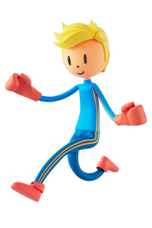 person cartoon character boy and girl with sports objects. 3d illustration. fitness activity action. man in a sports game. healthy concept. 3d ball. exercise action.smartphone smartwatch design.の写真素材