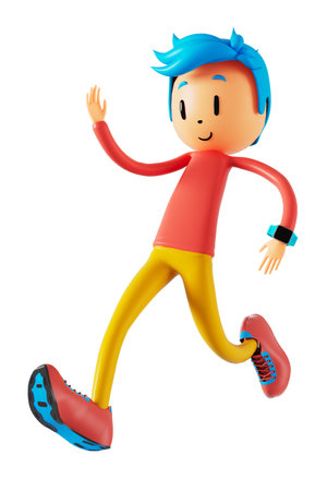person cartoon character boy and girl with sports objects. 3d illustration. fitness activity action. man in a sports game. healthy concept. 3d ball. exercise action.smartphone smartwatch design.の写真素材