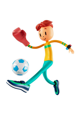 person cartoon character boy and girl with sports objects. 3d illustration. fitness activity action. man in a sports game. healthy concept. 3d ball. exercise action.smartphone smartwatch design.の写真素材