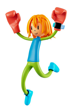 person cartoon character boy and girl with sports objects. 3d illustration. fitness activity action. man in a sports game. healthy concept. 3d ball. exercise action.smartphone smartwatch design.の写真素材