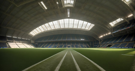 futuristic sports arena stadium.Ai generate illustrator. hi-tech architecture building dome. future hall technology background. competition sports program. abstract concept design. widescreen shot.の素材