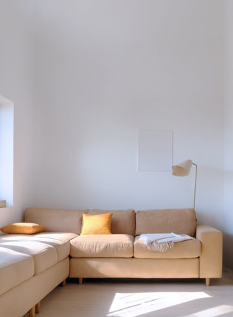 simple background empty wall. ai generated. minimal decoration interior. clean illustration concept. copy space. indoor design. easy lifestyle. comfortable object simple element decor white modern artの素材