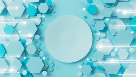 technology hitech 3d background. 3d illustration. futuristic backdrop design. abstract object element. future wallpaper symbol. copy space. digital graphic. communication network glowing. simple lightの写真素材