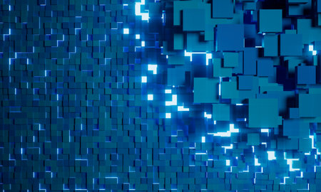 technology hitech 3d background. 3d illustration. futuristic backdrop design. abstract object element. future wallpaper symbol. copy space. digital graphic. communication network glowing. simple lightの写真素材
