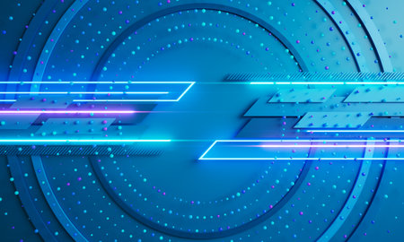 technology hitech 3d background. 3d illustration. futuristic backdrop design. abstract object element. future wallpaper symbol. copy space. digital graphic. communication network glowing. simple lightの写真素材