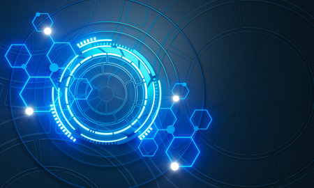 technology hitech 3d background. 3d illustration. futuristic backdrop design. abstract object element. future wallpaper symbol. copy space. digital graphic. communication network glowing. simple lightの写真素材