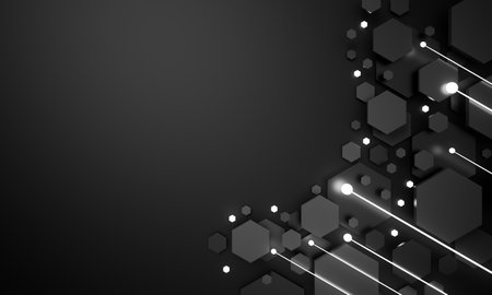 technology hitech 3d background. 3d illustration. futuristic backdrop design. abstract object element. future wallpaper symbol. copy space. digital graphic. communication network glowing. simple lightの写真素材