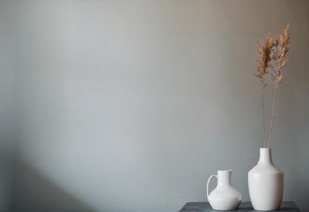 simple background empty wall. ai generated. minimal decoration interior. clean illustration concept. copy space. indoor design. easy lifestyle. comfortable object simple element decor white modern artの素材