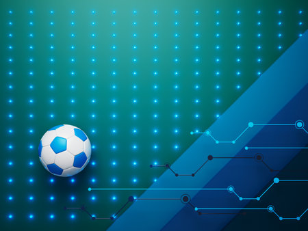 football ball 3d object. 3d illustration. graphic background element. sport abstract backdrop. soccer render design competition concept art. digital technology element beautiful lighting ground emptyの写真素材