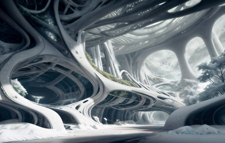stadium sci-fi background futuristic. free from architecture exterior. AI generate image. future concept design. indoor metropolis environment.   cityscape metropolis. modern building landmark cyberの素材