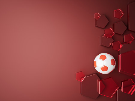 football ball 3d object. 3d illustration. graphic background element. sport abstract backdrop. soccer render design competition concept art. digital technology element beautiful lighting ground emptyの写真素材