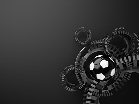 football ball 3d object. 3d illustration. graphic background element. sport abstract backdrop. soccer render design competition concept art. digital technology element beautiful lighting ground emptyの写真素材