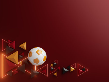 football ball 3d object. 3d illustration. graphic background element. sport abstract backdrop. soccer render design competition concept art. digital technology element beautiful lighting ground emptyの写真素材