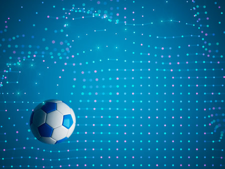 football ball 3d object. 3d illustration. graphic background element. sport abstract backdrop. soccer render design competition concept art. digital technology element beautiful lighting ground emptyの写真素材