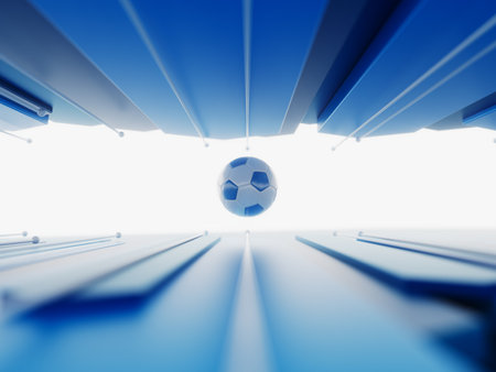 football ball 3d object. 3d illustration. graphic background element. sport abstract backdrop. soccer render design competition concept art. digital technology element beautiful lighting ground emptyの写真素材
