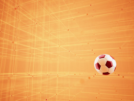 football ball 3d object. 3d illustration. graphic background element. sport abstract backdrop. soccer render design competition concept art. digital technology element beautiful lighting ground emptyの写真素材