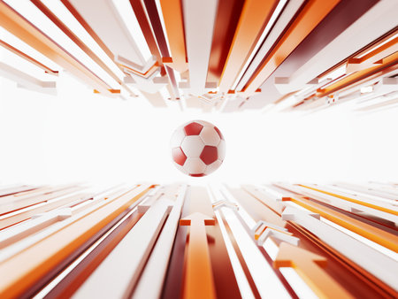football ball 3d object. 3d illustration. graphic background element. sport abstract backdrop. soccer render design competition concept art. digital technology element beautiful lighting ground emptyの写真素材