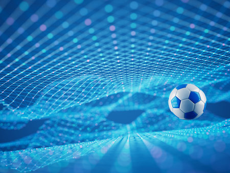 football ball 3d object. 3d illustration. graphic background element. sport abstract backdrop. soccer render design competition concept art. digital technology element beautiful lighting ground emptyの写真素材