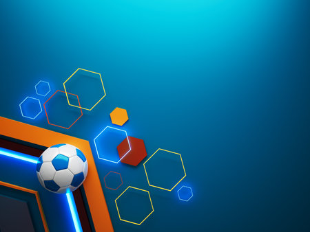football ball 3d object. 3d illustration. graphic background element. sport abstract backdrop. soccer render design competition concept art. digital technology element beautiful lighting ground emptyの写真素材