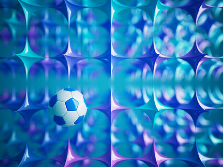 football ball 3d object. 3d illustration. graphic background element. sport abstract backdrop. soccer render design competition concept art. digital technology element beautiful lighting ground emptyの写真素材