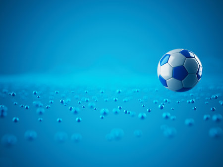 football ball 3d object. 3d illustration. graphic background element. sport abstract backdrop. soccer render design competition concept art. digital technology element beautiful lighting ground emptyの写真素材