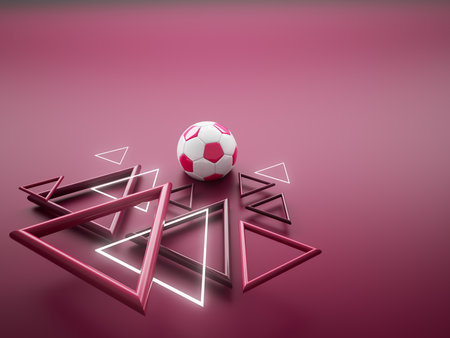 football ball 3d object. 3d illustration. graphic background element. sport abstract backdrop. soccer render design competition concept art. digital technology element beautiful lighting ground emptyの写真素材