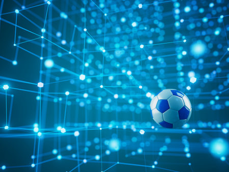 football ball 3d object. 3d illustration. graphic background element. sport abstract backdrop. soccer render design competition concept art. digital technology element beautiful lighting ground emptyの写真素材