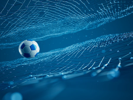 football ball 3d object. 3d illustration. graphic background element. sport abstract backdrop. soccer render design competition concept art. digital technology element beautiful lighting ground emptyの写真素材