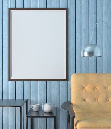 frame 3D interior illustration, wall design modern, empty space creative, 3D background blank canvas, room design mockup, home photo rendering, simple indoor style, architecture art picture copy spaceの写真素材