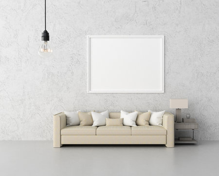 frame 3D interior illustration, wall design modern, empty space creative, 3D background blank canvas, room design mockup, home photo rendering, simple indoor style, architecture art picture copy spaceの写真素材