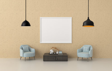 frame 3D interior illustration, wall design modern, empty space creative, 3D background blank canvas, room design mockup, home photo rendering, simple indoor style, architecture art picture copy spaceの写真素材