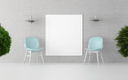 frame 3D interior illustration, wall design modern, empty space creative, 3D background blank canvas, room design mockup, home photo rendering, simple indoor style, architecture art picture copy spaceの写真素材