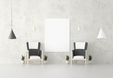 frame 3D interior illustration, wall design modern, empty space creative, 3D background blank canvas, room design mockup, home photo rendering, simple indoor style, architecture art picture copy spaceの写真素材