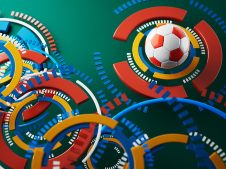 football ball 3d object. 3d illustration. graphic background element. sport abstract backdrop. soccer render design competition concept art. digital technology element beautiful lighting ground emptyの写真素材