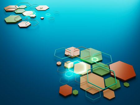 3d background images illustration. technology hi-tech rendering. 3d geometric abstract wallpaper. digital design graphic art. futuristic tech element. display decoration poster template backdrop spaceの写真素材