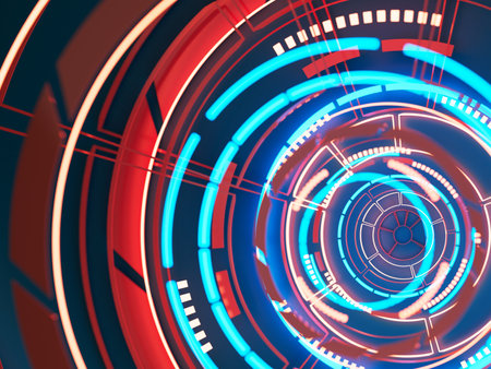 3d background images illustration. technology hi-tech rendering. 3d geometric abstract wallpaper. digital design graphic art. futuristic tech element. display decoration poster template backdrop spaceの写真素材