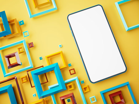 smartphone with white copy space screen, illustration, technology digital concept, abstract object...