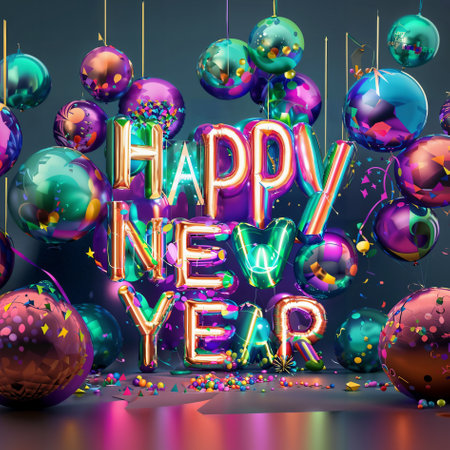 happy new year festival party, ai generated image, graphic abstract design. celebration geometric. happy decoration idea. 2024 number text. christmas art winter wallpaper. background sparkle elementの素材