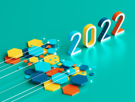 happy new year festival party, graphic abstract design. celebration geometric. happy decoration idea. 2024 number text. christmas art winter wallpaper. background sparkle rendering, 3d illustrationの写真素材