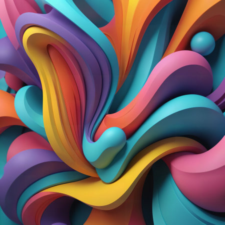 3D abstract background. colorful illustration design. freeform flow shape. curve concept minimal. motion geometry object. AI image generated. futuristic graphic. liquid fluid wave soft. art posterの素材
