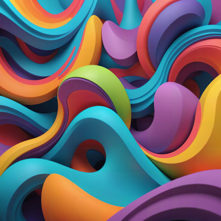 3D abstract background. colorful illustration design. freeform flow shape. curve concept minimal. motion geometry object. AI image generated. futuristic graphic. liquid fluid wave soft. art posterの素材