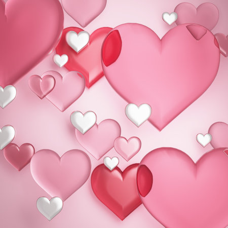 paper heart 3D illustration. AI generates images. Valentine background. pastel colour design. 3D render style. object geometric scene. romantic creative hand craft. cute shape idea. copy spaceの写真素材
